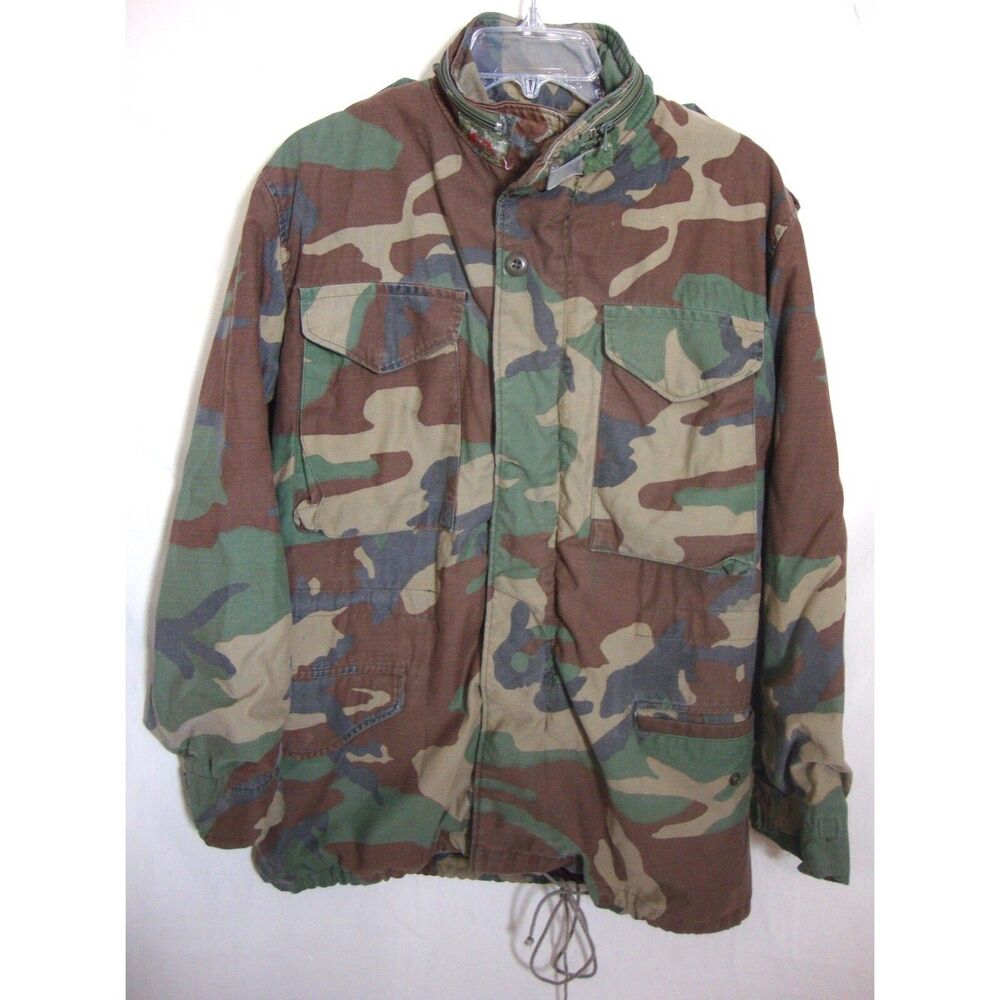 U.S Woodland BDU Parka Camo Field Coat S M Men Cold Weather Military Jacket